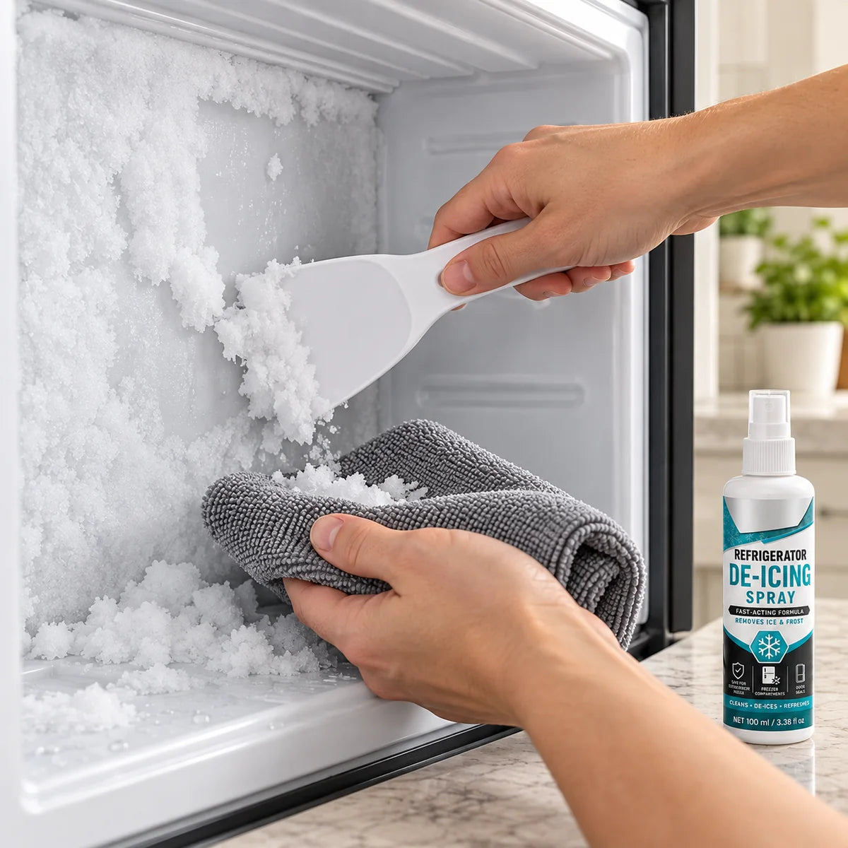 Loosen the frost. Ease the scraping.