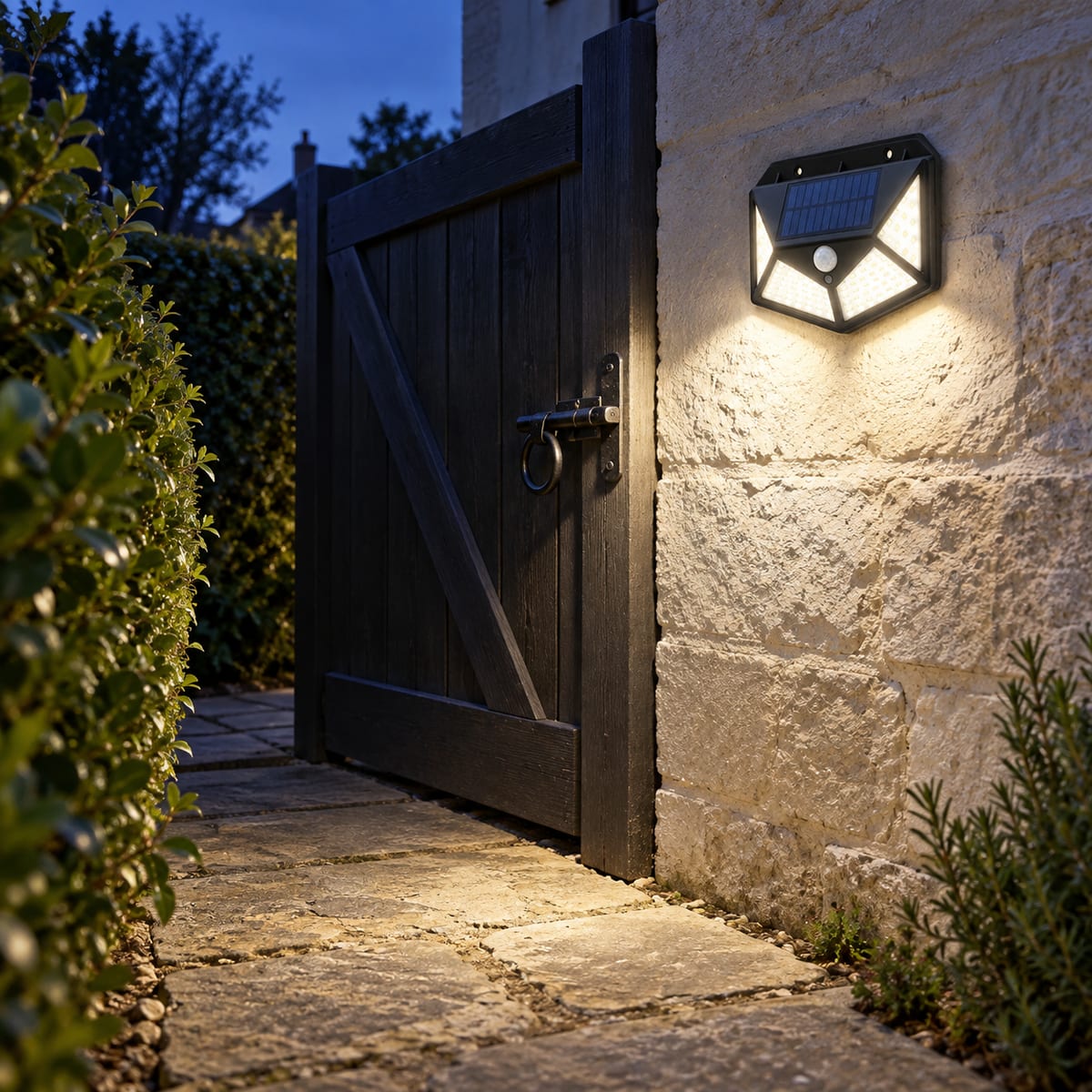 Side gate with light on
