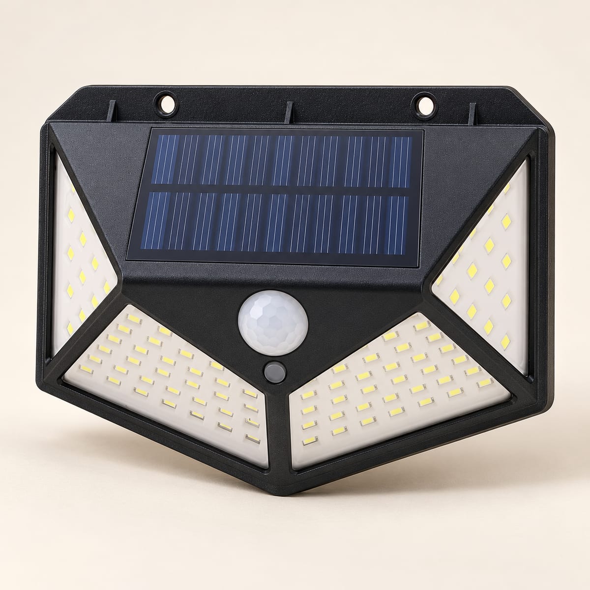 The Oxelunari solar motion wall light on a warm ivory background