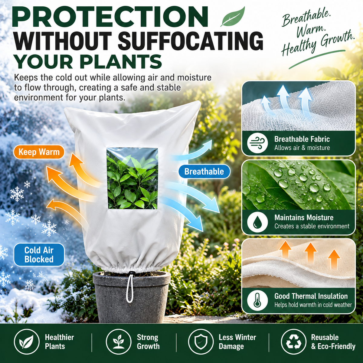 ⏳🔥LIMITED-TIME 50% OFF! ⏰WINTER GARDEN ESSENTIAL | Plant Frost Protection Cover – Breathable Reusable Cover for Shrubs, Pots & Young Trees