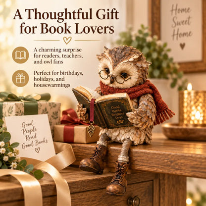 🦉 Reading Owl Figurine – Hand-Painted Resin Owl Statue Reading Book, Cute Bookish Desk Decor & Bookshelf Decor, Ideal Gift for Teachers, Readers & Book Lovers ✨
