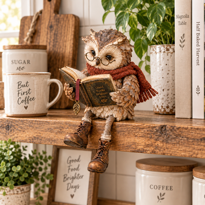 🦉 Reading Owl Figurine – Hand-Painted Resin Owl Statue Reading Book, Cute Bookish Desk Decor & Bookshelf Decor, Ideal Gift for Teachers, Readers & Book Lovers ✨