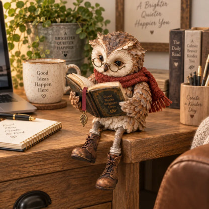 🦉 Reading Owl Figurine – Hand-Painted Resin Owl Statue Reading Book, Cute Bookish Desk Decor & Bookshelf Decor, Ideal Gift for Teachers, Readers & Book Lovers ✨