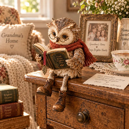 🦉 Reading Owl Figurine – Hand-Painted Resin Owl Statue Reading Book, Cute Bookish Desk Decor & Bookshelf Decor, Ideal Gift for Teachers, Readers & Book Lovers ✨