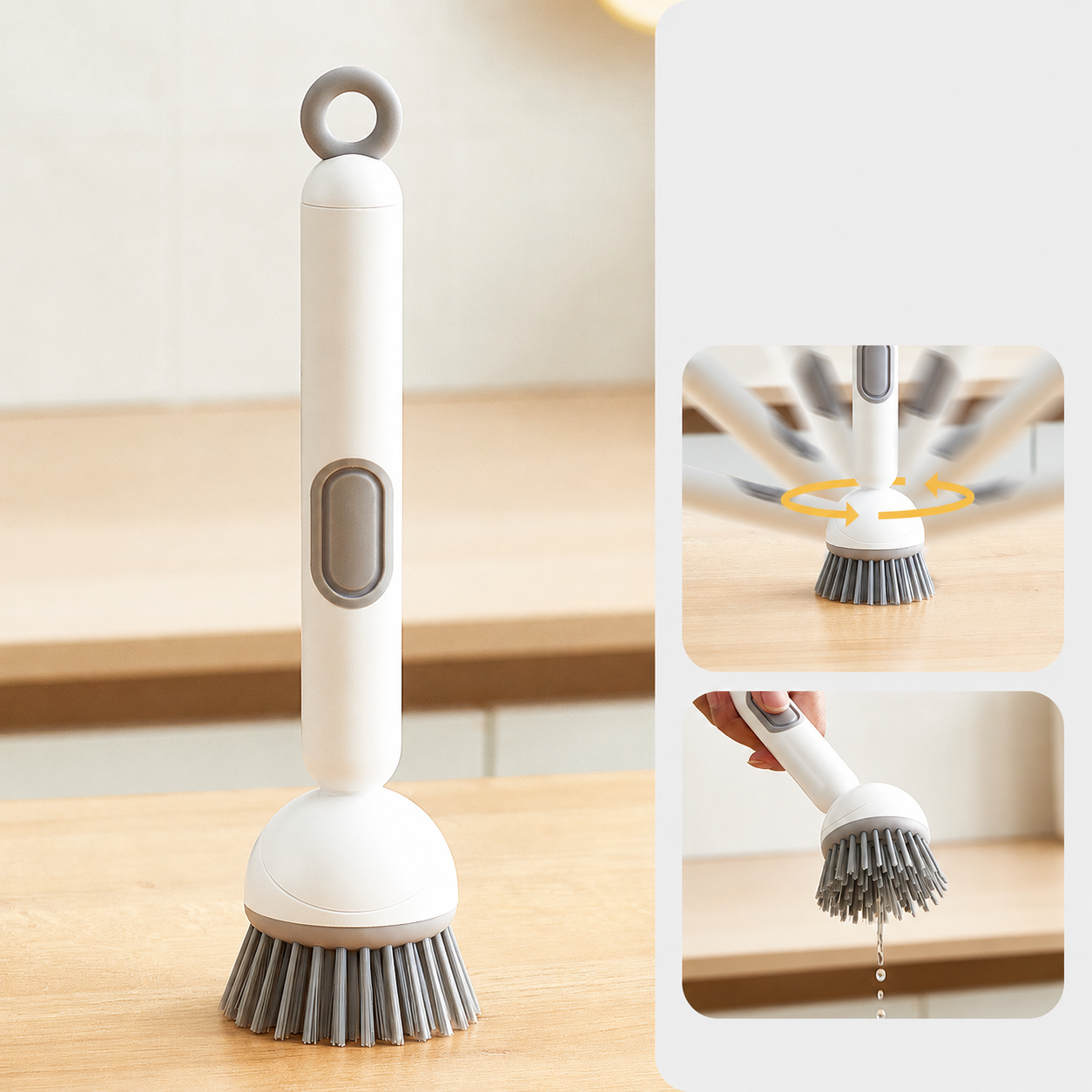 Rotating Soap-Dispensing Dish Brush