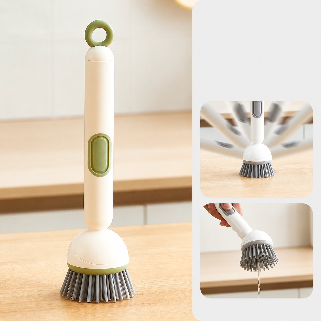 Rotating Soap-Dispensing Dish Brush