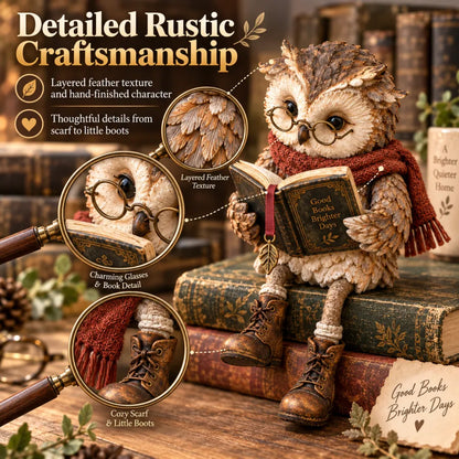 🦉 Reading Owl Figurine – Hand-Painted Resin Owl Statue Reading Book, Cute Bookish Desk Decor & Bookshelf Decor, Ideal Gift for Teachers, Readers & Book Lovers ✨