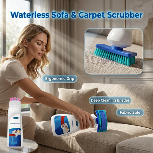 Instant No-Wash Carpet & Sofa Cleaner with Scrub Brush – Tough Stain & Grease Remover, Ideal for Furniture, Car Seats & Home