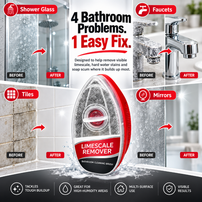 🧼 Ergonomic Limescale Remover Bathroom Cleaning Brush – Long Handle Crevice Scrub, Ideal for Shower Glass, Tub & Grout Lines 🌟