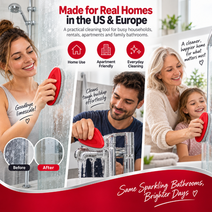 🧼 Ergonomic Limescale Remover Bathroom Cleaning Brush – Long Handle Crevice Scrub, Ideal for Shower Glass, Tub & Grout Lines 🌟