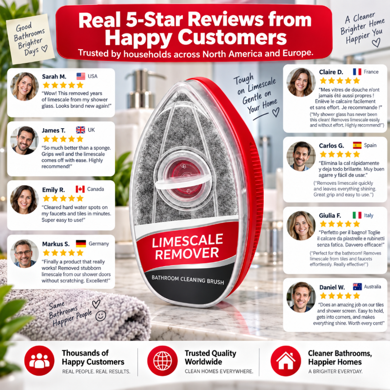 🧼 Ergonomic Limescale Remover Bathroom Cleaning Brush – Long Handle Crevice Scrub, Ideal for Shower Glass, Tub & Grout Lines 🌟